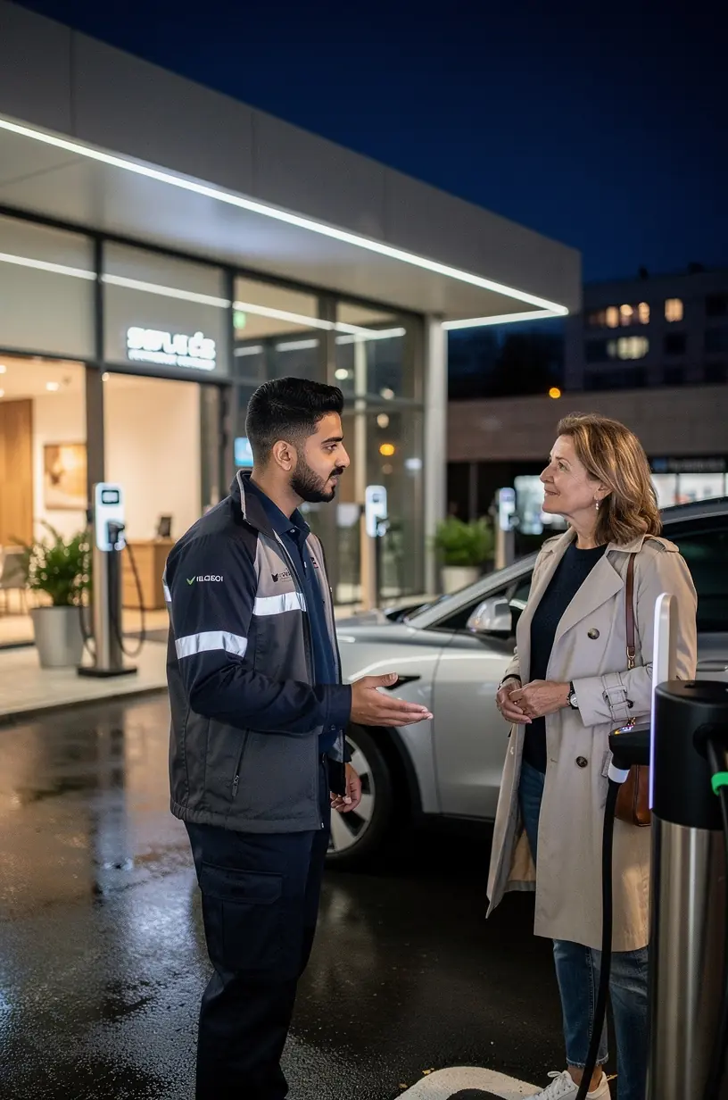 Spezialwerkzeug und Diagnosegeräte für elektrische Fahrzeugbatterien auf Werkbank